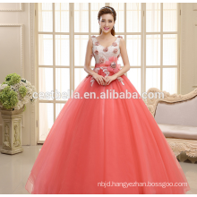 A line floor length dark pink spaghetti strap puffy alibaba lace wedding dresses